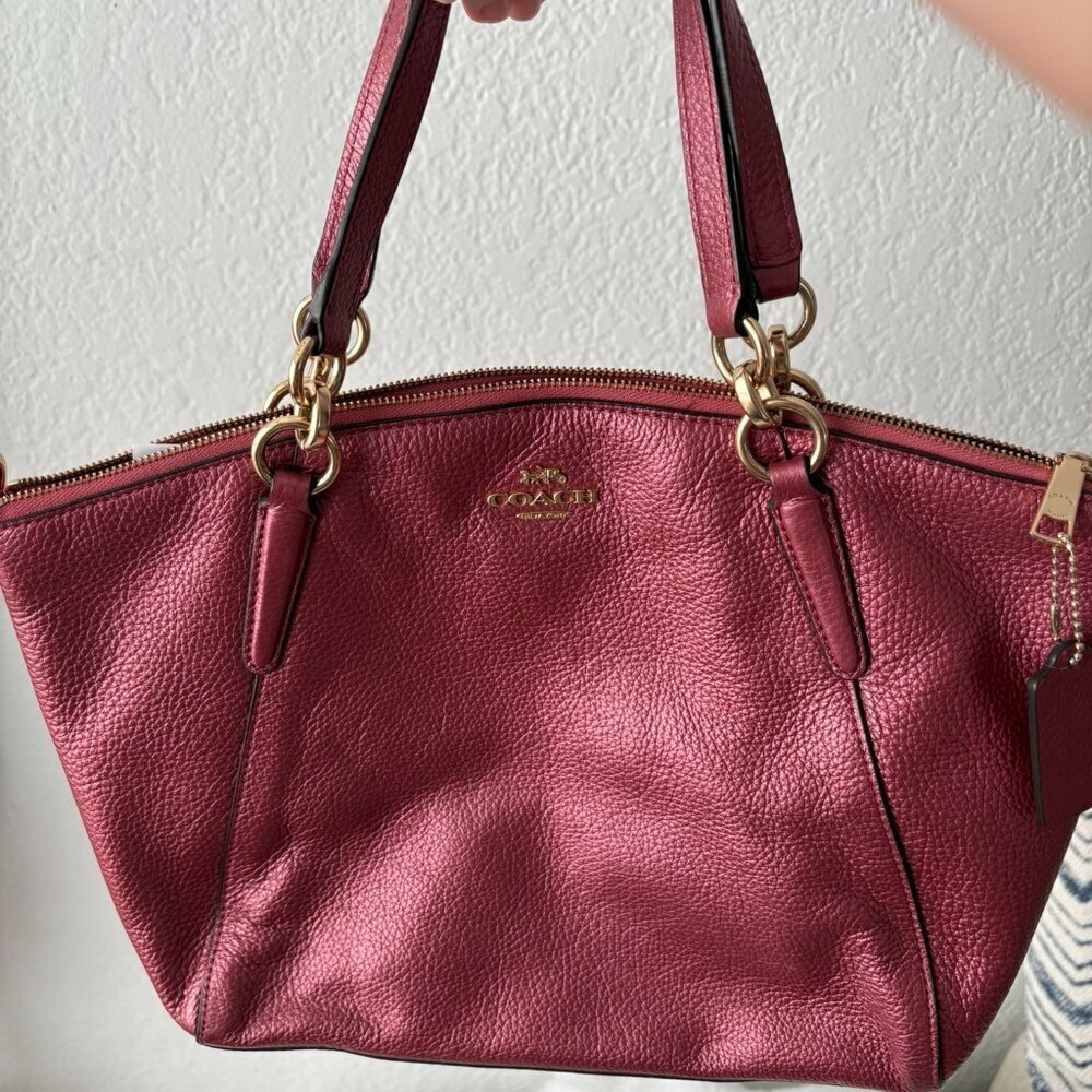 EUC COACH Mini Kelsey‎ Pebble Leather Satchel Crossbody Shoulder Bag Rose $250